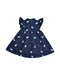 A Blue Sleeveless Dresses from Le Petit Society in size 6-12M for girl. (Back View)