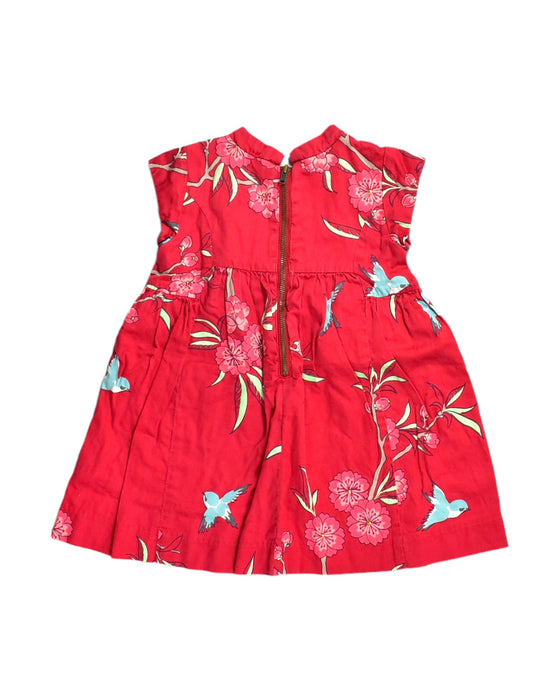 A Red Sleeveless Dresses from Tea in size 12-18M for girl. (Back View)