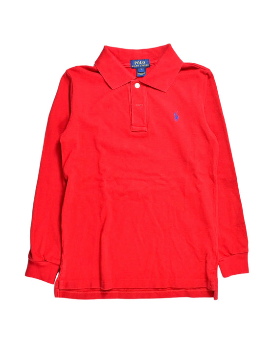 A Red Long Sleeve Polos from Polo Ralph Lauren in size 7Y for boy. (Front View)