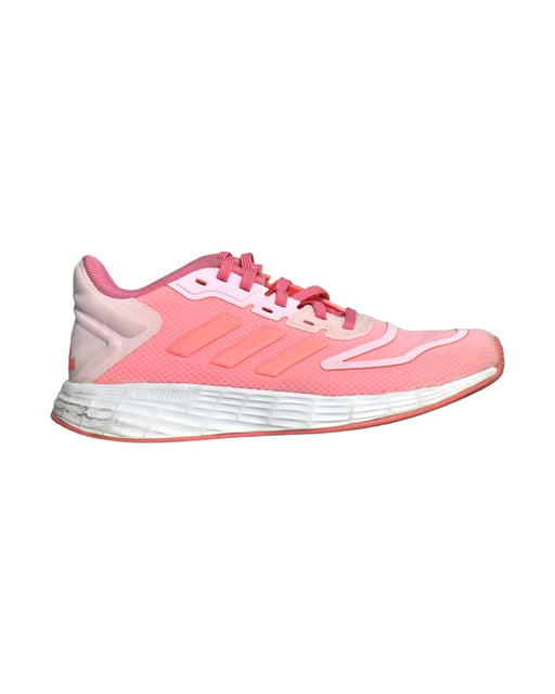 A Pink Sneakers from Adidas in size 9Y for girl. (Front View)
