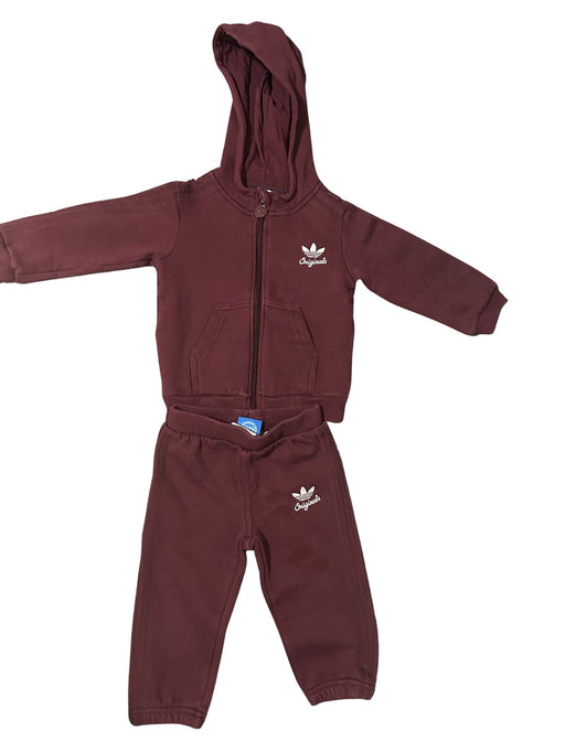 A Burgundy Pants Sets from Adidas in size 12-18M for neutral. (Front View)