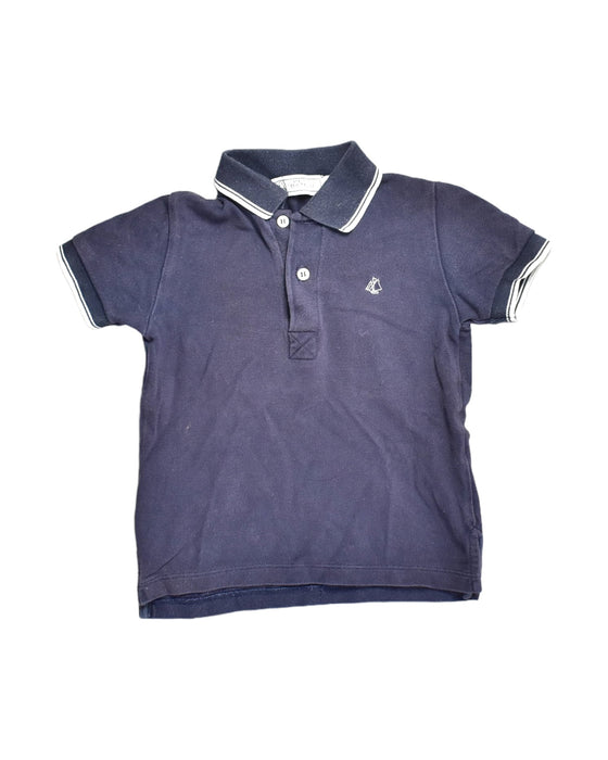 A Blue Short Sleeve Polos from Petit Bateau in size 4T for boy. (Front View)