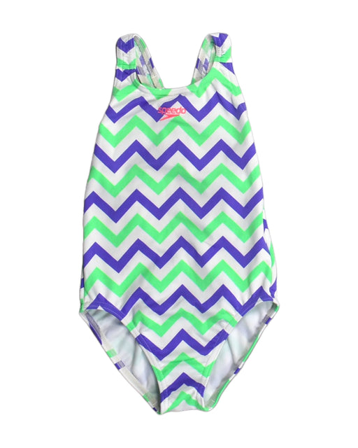 A Green Swimsuits from Speedo in size 4T for girl. (Front View)