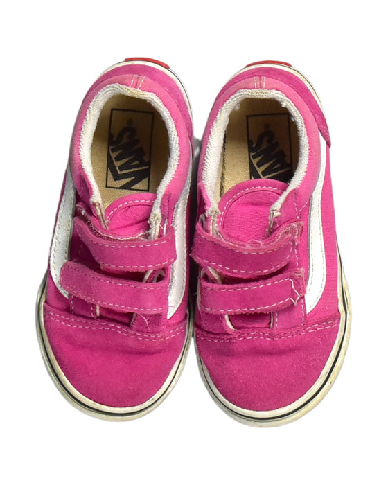 A Pink Sneakers from Vans in size 3T for girl. (Back View)