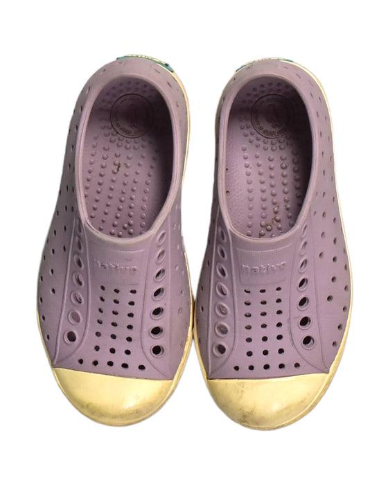 A Purple Slip Ons from Native Shoes in size 3T for girl. (Back View)