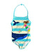 A Blue Swimsuits from Boden in size 3T for girl. (Front View)