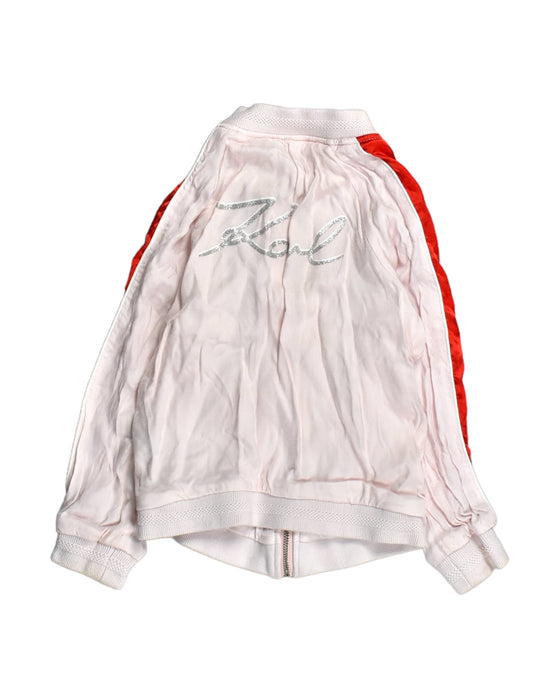 A Pink Lightweight Jackets from Karl Lagerfeld in size 4T for girl. (Back View)