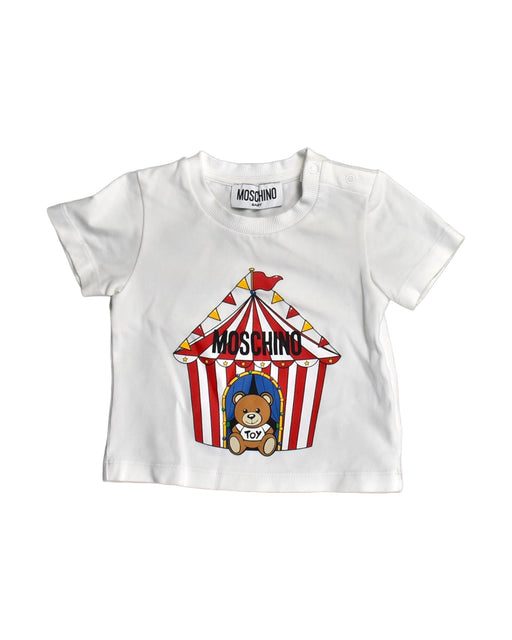 A White T Shirts from Moschino in size 3-6M for boy. (Front View)