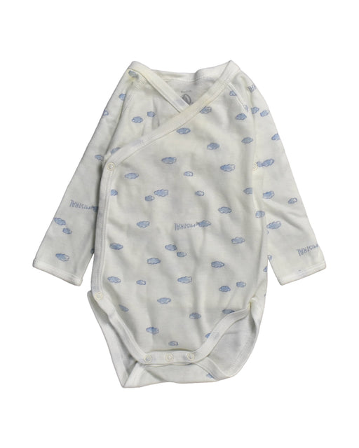 A White Bodysuits from Petit Bateau in size 3-6M for boy. (Front View)