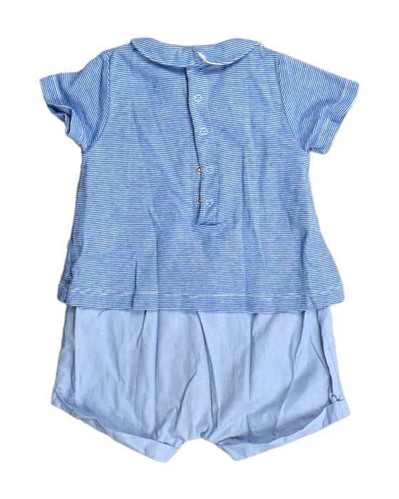 A Blue Rompers from Petit Bateau in size 6-12M for girl. (Back View)