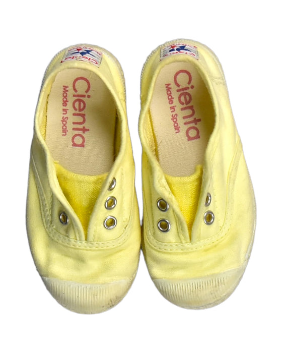 A Yellow Slip Ons from Cienta in size 18-24M for girl. (Back View)