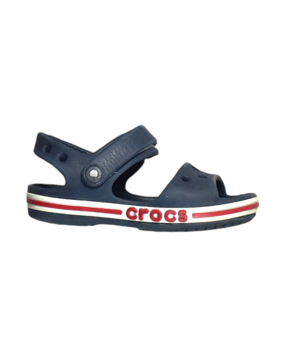 A Blue Sandals from Crocs in size 3T for boy. (Front View)