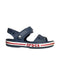 A Blue Sandals from Crocs in size 3T for boy. (Front View)