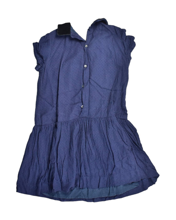 A Blue Sleeveless Dresses from Bonpoint in size 6T for girl. (Back View)