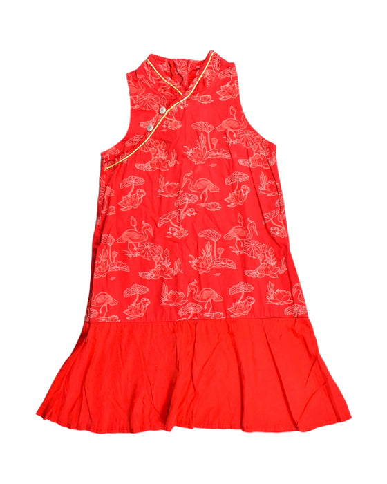 A Red Sleeveless Dresses from Elly in size 5T for girl. (Front View)