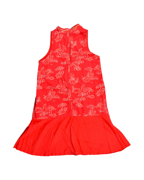 A Red Sleeveless Dresses from Elly in size 5T for girl. (Back View)