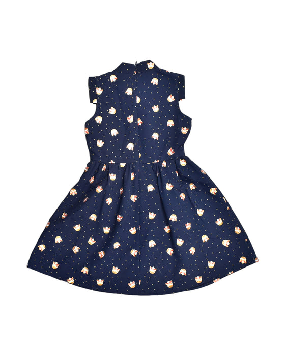 A Blue Sleeveless Dresses from Le Petit Society in size 5T for girl. (Back View)