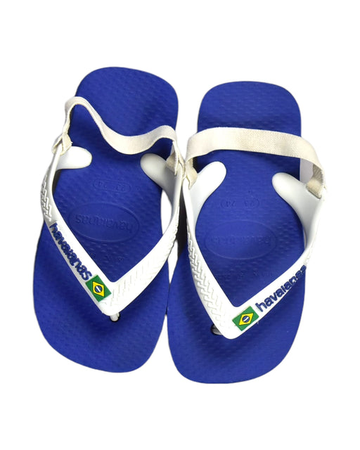 A Blue Sandals from Havaianas in size 4T for boy. (Front View)