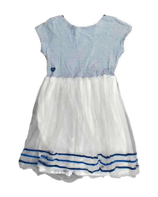 A Blue Sleeveless Dresses from Chateau de Sable in size 8Y for girl. (Front View)