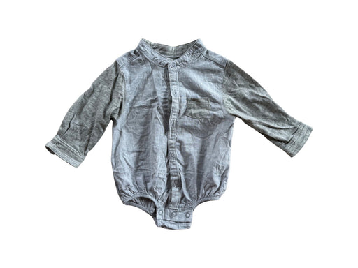 A Grey Long Sleeve Bodysuits from Chateau de Sable in size 0-3M for neutral. (Front View)