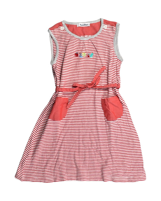 A Pink Sleeveless Dresses from Familiar in size 6T for girl. (Front View)