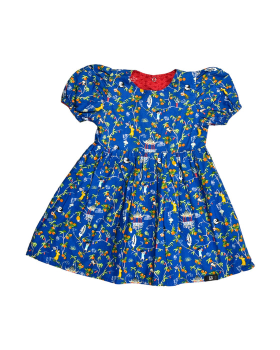 A Blue Short Sleeve Dresses from Maison Q in size 2T for girl. (Back View)