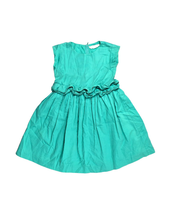 A Teal Sleeveless Dresses from Chateau de Sable in size 6T for girl. (Front View)