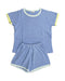 A Blue Shorts Sets from Petit Bateau in size 6T for girl. (Front View)