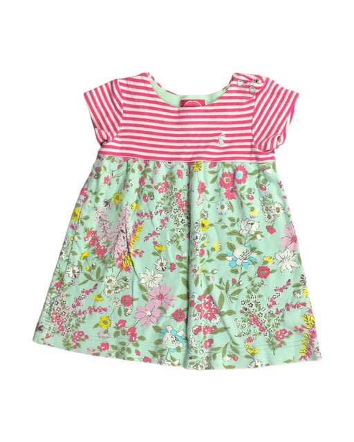 A Green Short Sleeve Dresses from Joules in size 6-12M for girl. (Front View)