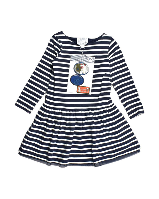 A Blue Long Sleeve Dresses from Petit Bateau in size 5T for girl. (Front View)