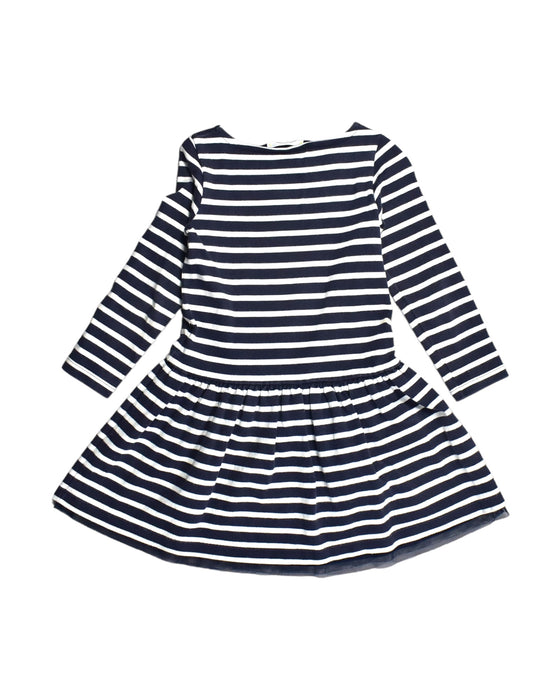 A Blue Long Sleeve Dresses from Petit Bateau in size 5T for girl. (Back View)