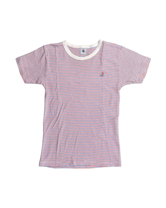 A Pink T Shirts from Petit Bateau in size 12Y for girl. (Front View)