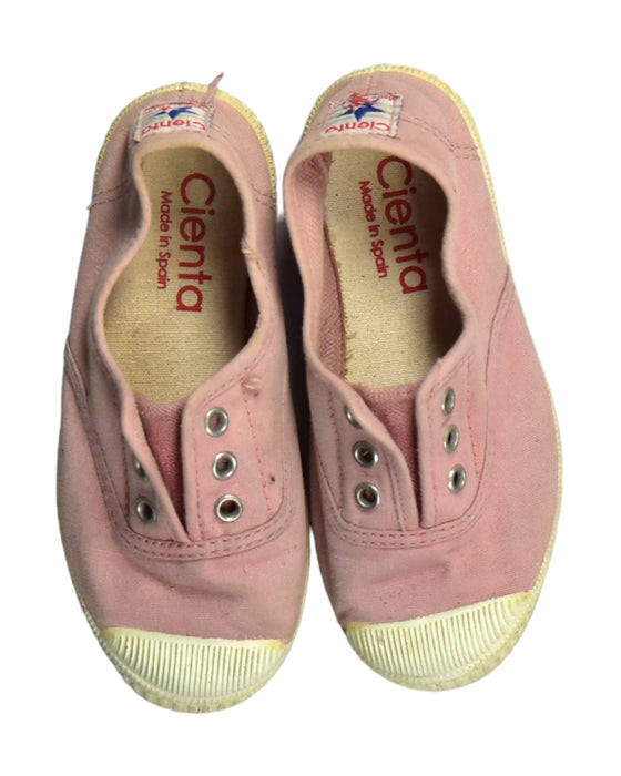 A Pink Slip Ons from Cienta in size 4T for girl. (Back View)