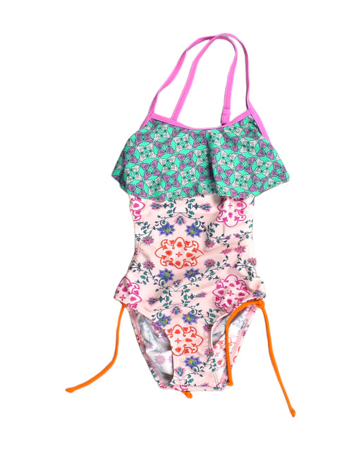 A Pink Swimsuits from Platypus in size 6T for girl. (Front View)