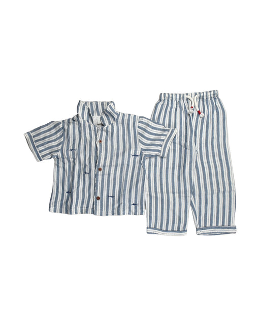 A Blue Pyjama Sets from The Little White Company in size 18-24M for boy. (Front View)