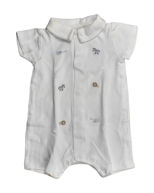 A White Short Sleeve Rompers from The Little White Company in size 0-3M for girl. (Front View)