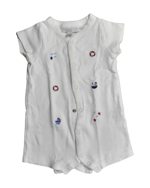 A White Short Sleeve Rompers from The Little White Company in size 3-6M for girl. (Front View)
