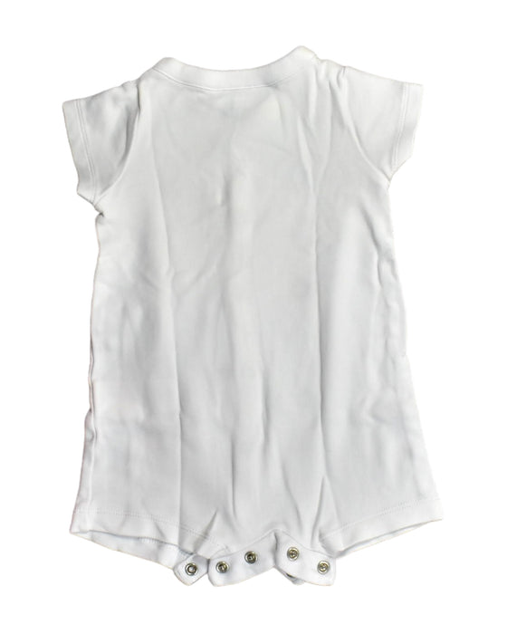 A White Short Sleeve Rompers from The Little White Company in size 3-6M for girl. (Back View)