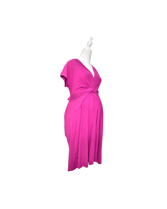 A Pink Short Sleeve Dresses from Seraphine in size S for maternity. (Front View)