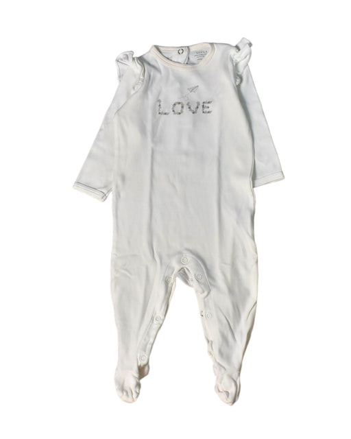 A White Jumpsuits from Livly in size 3-6M for girl. (Front View)