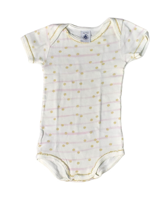 A White Bodysuits from Petit Bateau in size 6-12M for girl. (Front View)