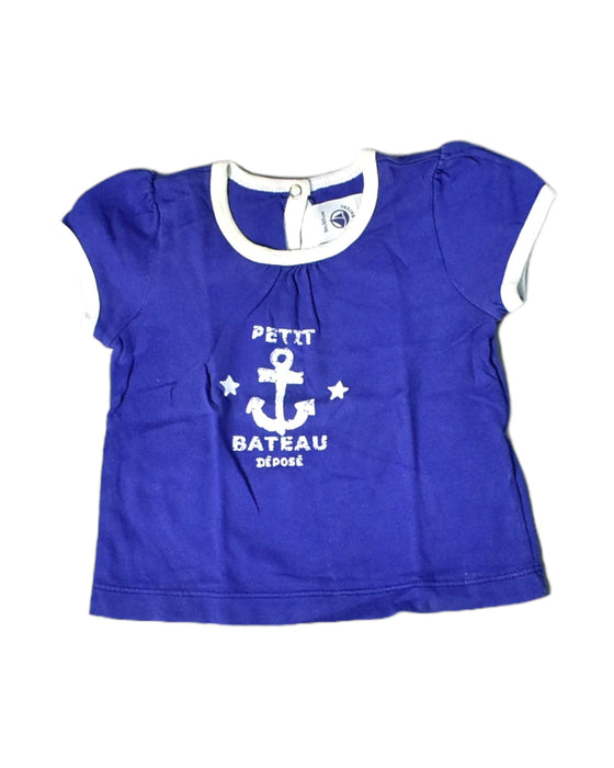 A Blue Short Sleeve Tops from Petit Bateau in size 0-3M for girl. (Front View)