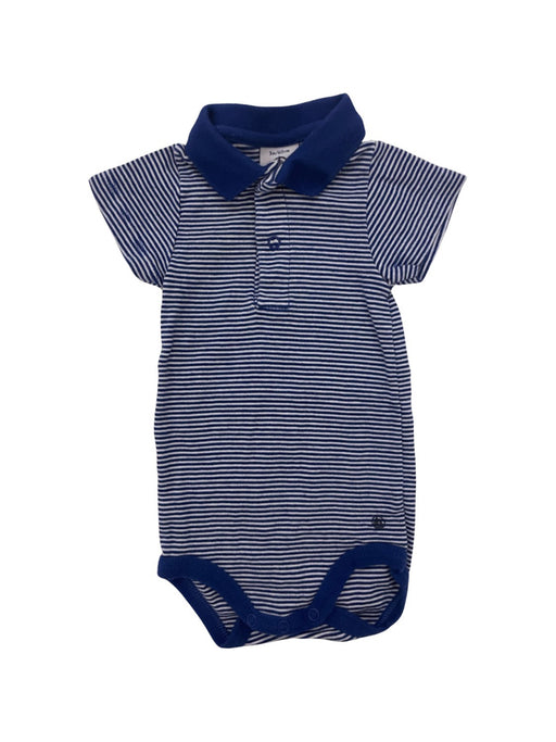 A Blue Short Sleeve Bodysuits from Petit Bateau in size 3-6M for boy. (Front View)