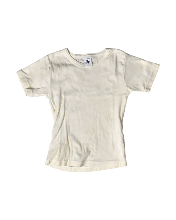 A White T Shirts from Petit Bateau in size 4T for girl. (Front View)