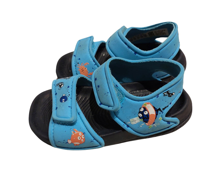 A Blue Sandals from Adidas in size 12-18M for neutral. (Front View)