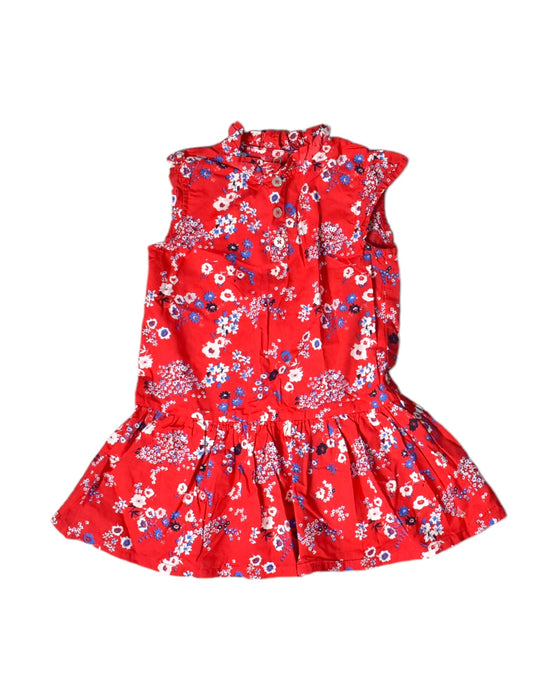 A Red Sleeveless Dresses from Petit Bateau in size 12-18M for girl. (Front View)