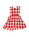 A Red Overall Dresses from Little Green Radicals in size 12-18M for girl. (Back View)