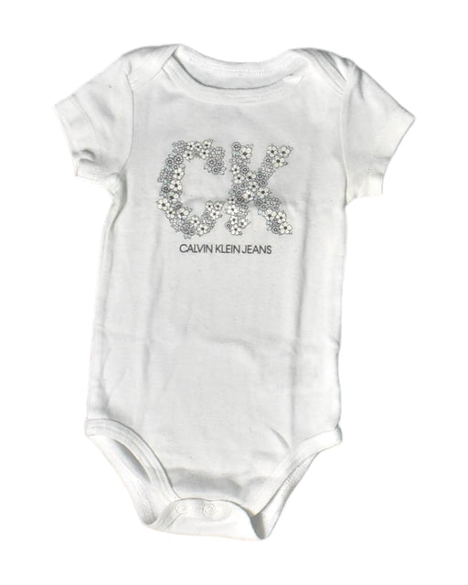 A White Short Sleeve Bodysuits from Calvin Klein in size 6-12M for girl. (Front View)