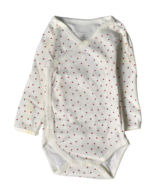 A White Long Sleeve Bodysuits from Petit Bateau in size 3-6M for girl. (Front View)