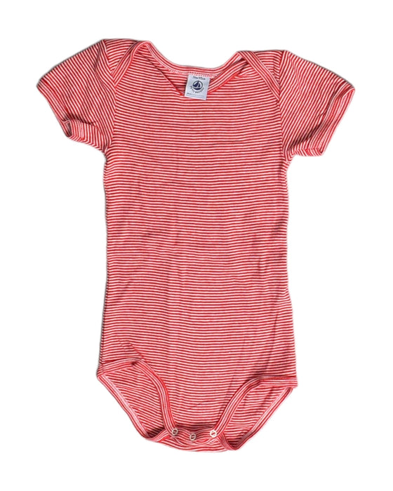 A Red Short Sleeve Bodysuits from Petit Bateau in size 3T for girl. (Front View)